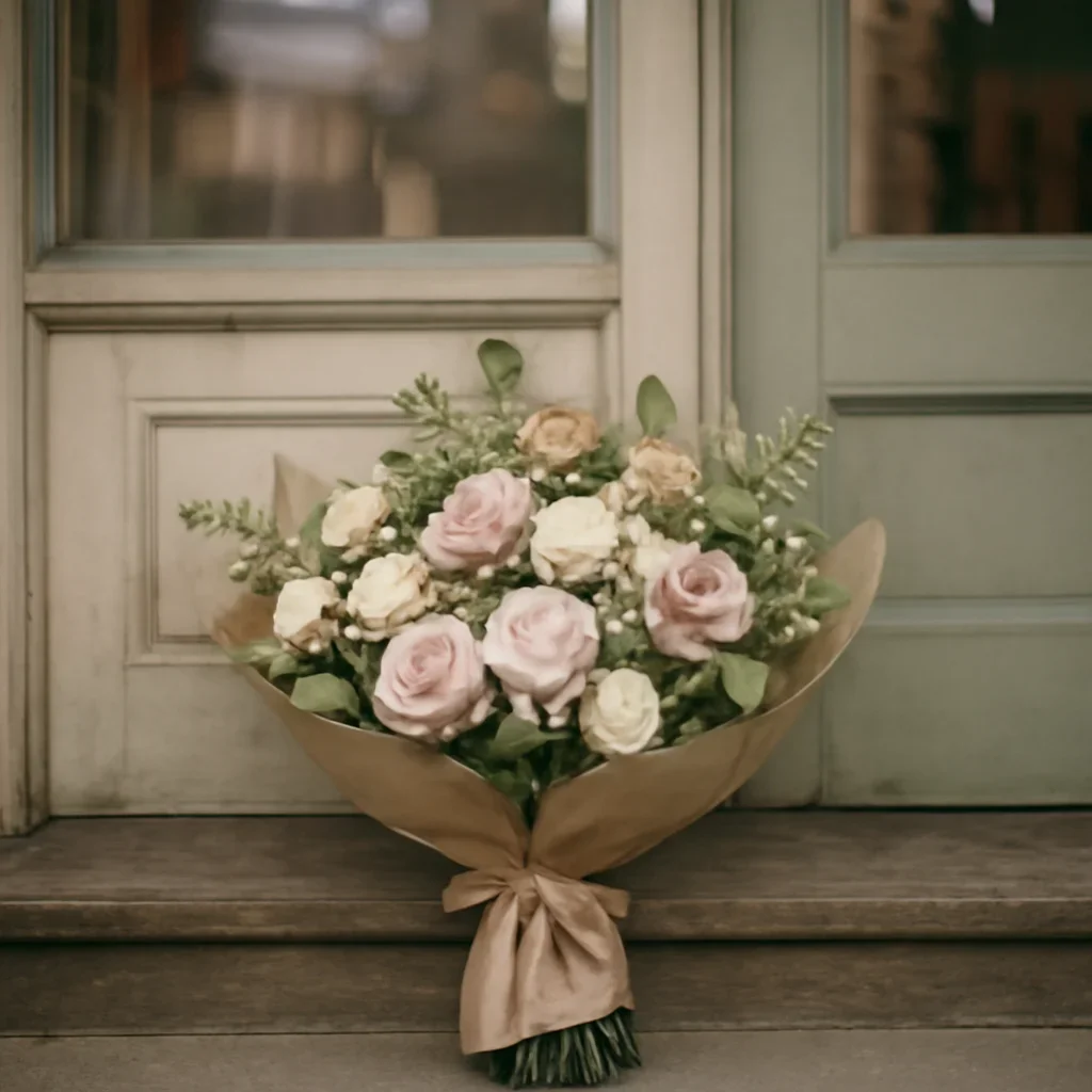 Wrapped bouquet ready for local delivery in